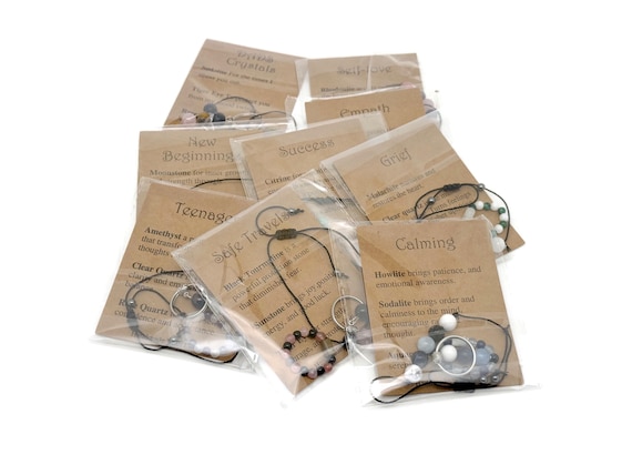 Intent Crystal Jewelry Set - Calming - Protection - Courage - Anxiety - Success - Empath - Grief - Self Love - New Beginnings - NCMIX25