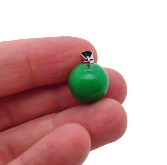 Green Agate Crystal Ball Pendant - Ball Charm Whith Brass - Crystal Round Ball Pendant - Jewelry Making - Healing Crystal - NC1379
