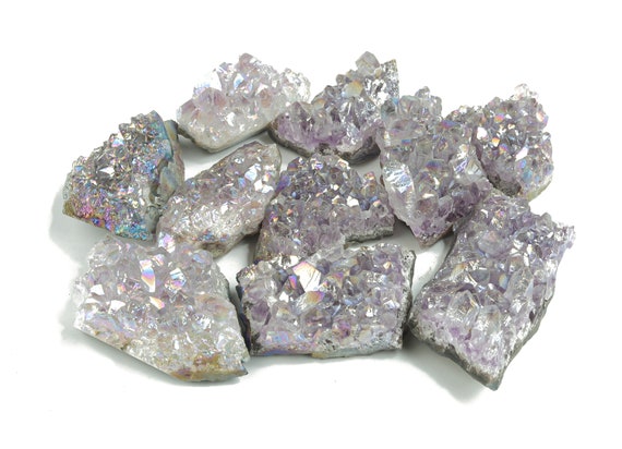 Aura Amethyst Cluster Crystal - Raw  Amethyst Cluster – Healing Stone – RA1074