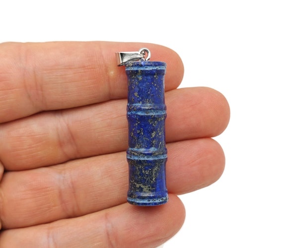 Lapis Lazuli Gemstone Bamboo Shape Pendants - Protect Crystal Necklace - Bamboo Crystal Jewelry - Healing Stones - Gift For Her - NC1615