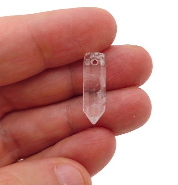 Clear Quartz Crystal Point Hole Pendant - Drilled Crystal Point - Natural Gemstone - Stick Point Bead - Healing Stone - NC1386