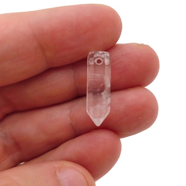 Clear Quartz Crystal Point Hole Pendant - Drilled Crystal Point - Natural Gemstone - Stick Point Bead - Healing Stone - NC1386