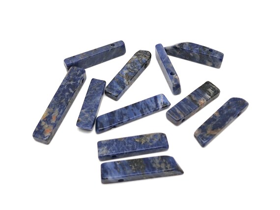 Sodalite Drilled Tumbled Stones - Rectangle Hole Tumbled Stone - Making Jewelry Cytsals - Bulk Stones - NC1794