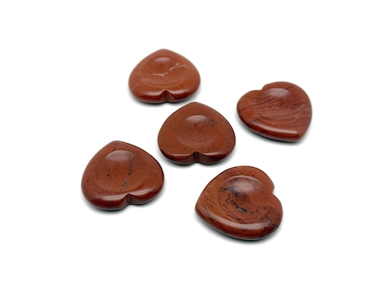 Red Jasper Heart Worry Stone – Crystal Worry Stone – Relaxing Heart Chakra - Travel Crystals - Stress Reducing - WO1008
