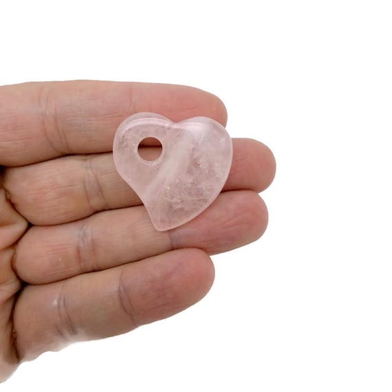 Rose Quartz Natural Gemstone Heart Pendant – Crystal Heart Charm for Necklace Making - HT1010