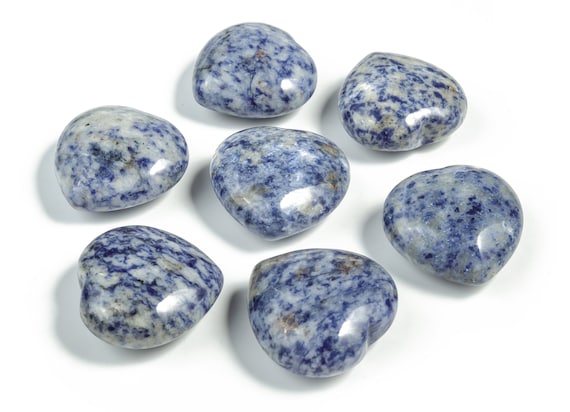 Blue Spot Jasper Heart Gemstone – Heart Blue Spot Jasper Stone –Blue Crystals–Natural Heart Gemstone - Heart Blue Stone - 4cm - HE1228