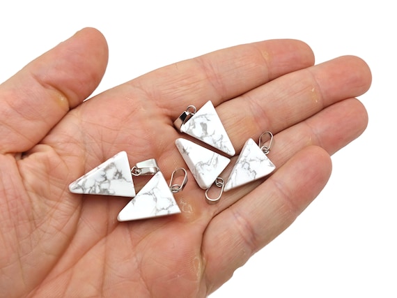 Howlite Triangle Shape Pendants - Gemstone Triangle Necklace - Pendant Jewelry Making - Bulk Wholesale - NC1747