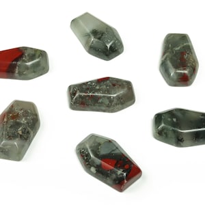 African BloodStone Coffin Crystal - Cabochon - Crystal Carving - 3cm CO1020