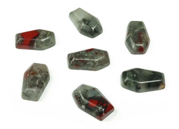 African BloodStone Coffin Crystal - Cabochon - Crystal Carving - 3cm CO1020