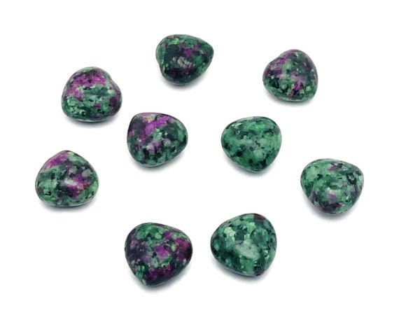 Ruby Zoisie Heart Gemstone – Puffy Heart - Cherry Blossom Heart Crystal - Healing Stones - 15x15x9mm - HE1048