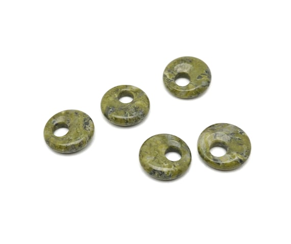 Unakite Gemstone Pi Stone - Crystal Donut Pi Stone - Pi Stone -Crystal Earrings - Lucky Safety Pendant Jewelry - 18mm - DO1028