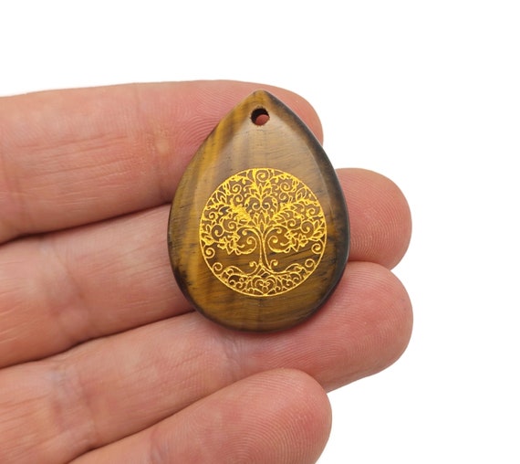 Tiger Eye Drop Tree Gemstone Pendants - Crystals Pendant Healing - Loose Crystal Pendant - Gifts - NC1776