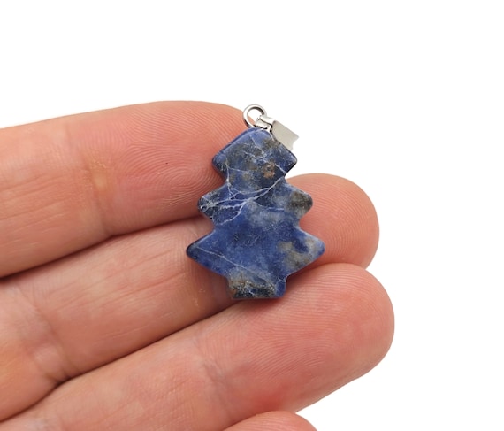 Sodalite Pine Tree Gemstone Pendants - Crystals Pendant Healing - Mini Crystal Pendant - Gifts - NC1771