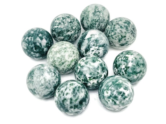 Green Dot Jade Sphere Gemstone – Qinghai Crystal Sphere - Healing Stone – Crystal Ball – Crystal Décor – 20mm - SP1023