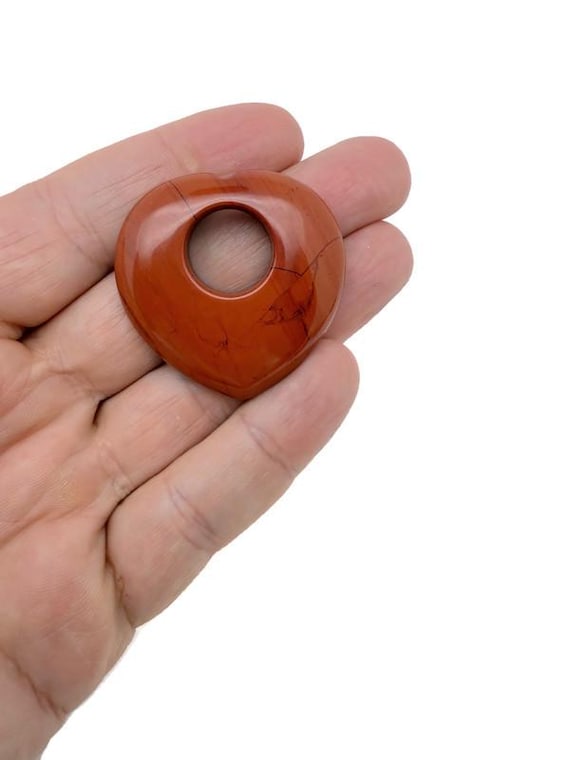 Red Jasper Love Crystal Heart Donut Necklace Pendant - Assorted Gemstone Pendant Pieces - HZ1001