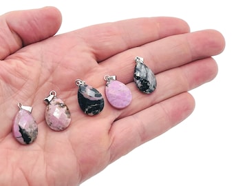 Rhodonite Crystal Pendant - Rhodonite Crystal Earring – Bracelet Crystal Accessory - Jewelry Making Supplies - 2cm - NC1104