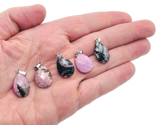 Rhodonite Crystal Pendant - Rhodonite Crystal Earring – Bracelet Crystal Accessory - Jewelry Making Supplies - 2cm - NC1114