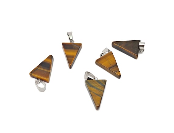 Tiger Eye Triangle Shape Pendants - Gemstone Triangle Necklace - Pendant Jewelry Making - Bulk Wholesale - NC1739