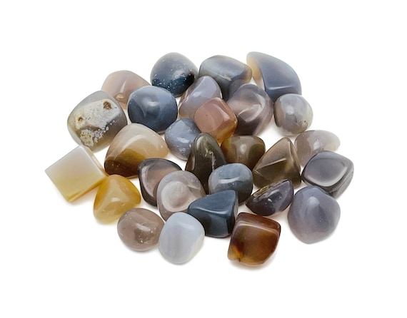 Gray Agate Tumbled Stone – Gray Agate – Tumbled Stone – Chunk Stones - TU1293