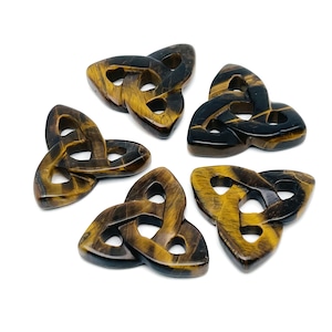 Tiger Eye Celtic Knot Carved Stone - Trinity Crystals Gemstone - Making Jewelry - Healing Crystals - CK1005