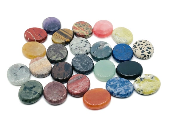 Crystal Flat Disk - Slab Natural Stone – Flat Stone - Worry Stone - Healing Crystals – 30x25x7 - FLMIX