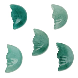 Aventurin Crystal Moon Face - Crystal Smile Moon - Edelstein geschnitzter Mond - Heilkristall - Halbmond - 25mm - MS1006