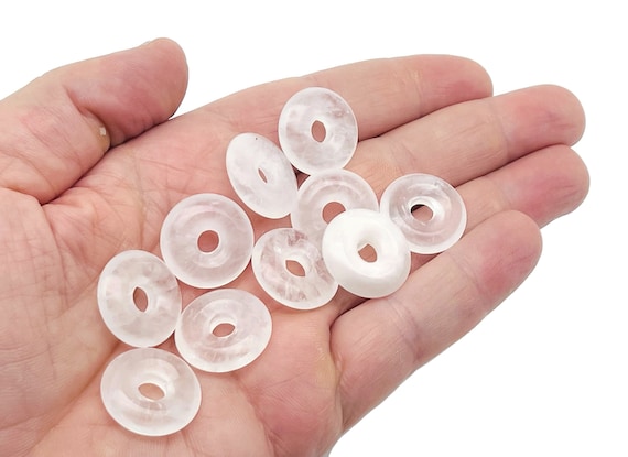 Clear Quartz Crystal Donut Pendants - Natural Gemstone Donut - Pi Stone - Lucky Safety Pendant Jewelry - Healing Crystals - DO1010