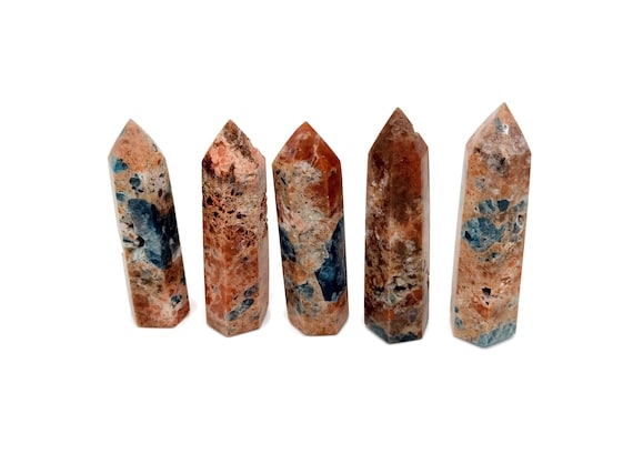 Sunstone and Blue Apatite Obelisk Tower Stone - Gemstone Tower - Meditation Gemstone - Crystal Gifts - Home Crystal Decor - TW1158