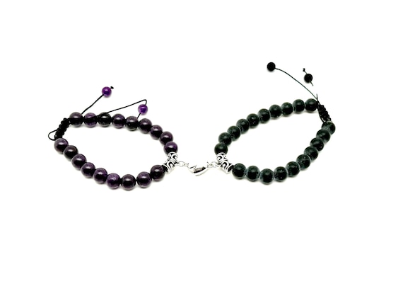 Love Gemstone Bracelet - Men&Women Magnetic Crystal Bracelet - Black Tourmaline - Amethyst - Two Bracelet - Valentine's Day - CC1003