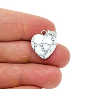 Howlite Heart Pendant - Crystals Pendant Healing - Mini Crystal Pendant - Gifts - NC1495