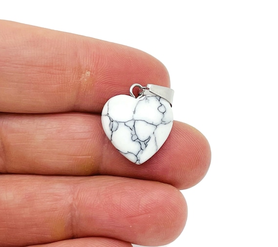 Howlite Heart Pendant - Crystals Pendant Healing - Mini Crystal Pendant - Gifts - NC1495