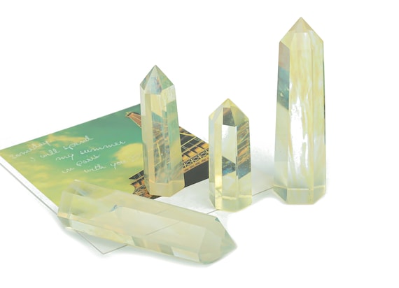 Lemon Citrine Quartz Obelisk Tower Stone – Obelisk Tower Point Crystals – Natural Blue Apatite Gemstones – Loose Gemstone - TW1018