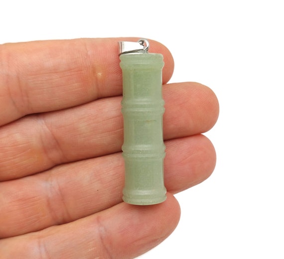 Aventurine Gemstone Bamboo Shape Pendants - Protect Crystal Necklace - Bamboo Crystal Jewelry - Healing Stones - Gift For Her - NC1612