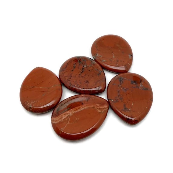Red Jasper Natural Worry Stone - Teardrop Shaped Natural Gemstone - Relaxing – 45mm - WO1086
