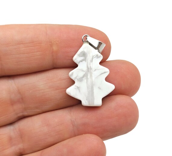 Howlite Pine Tree Gemstone Pendants - Crystals Pendant Healing - Mini Crystal Pendant - Gifts - NC1761