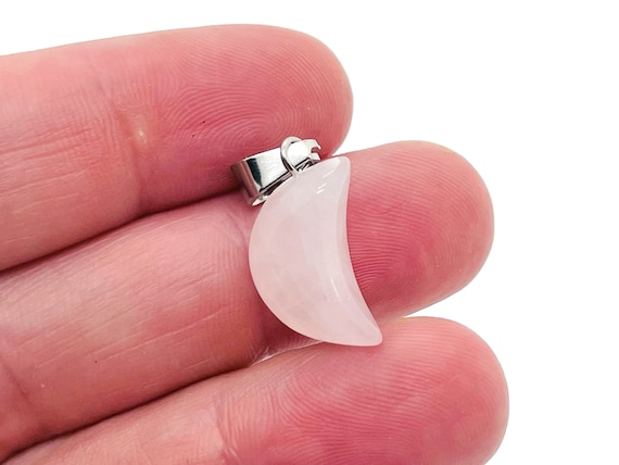 Rose Quartz Moon Pendant - Rose Quartz Moon Earring Crystal - Crystals Healing - Jewelry Making Supplies - NC1150