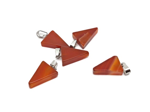 Carnelian Triangle Shape Pendants - Gemstone Triangle Necklace - Pendant Jewelry Making - Bulk Wholesale - NC1740