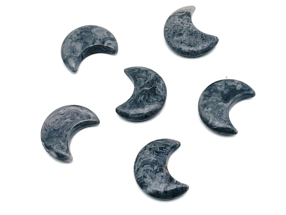 Picasso Jasper Gemstone Moon - Crystal Moon - Carved Moon - Healing Crystal - Gemstone Crescent – 3×1.6cm – MO1066