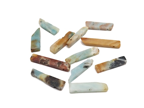 Caribbean Calcite Drilled Tumbled Stones - Rectangle Hole Tumbled Stone - Making Jewelry Cytsals - Bulk Stones - NC1802