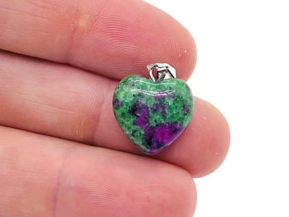 Ruby Zoisite Heart Pendant - Crystals Pendant Healing - Mini Crystal Pendant - Gifts - NC1129