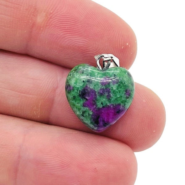 Ruby Zoisite Heart Pendant - Crystals Pendant Healing - Mini Crystal Pendant - Gifts - NC1129