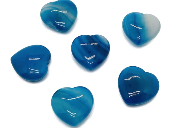 Blue Agate Heart Gemstone - Agate Crystal - Heart Shape Chakra Crystal - Meditation Crystals – 3cm - HE1198