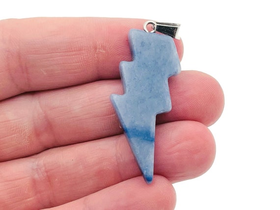 Blue Aventurine Lightning Pendant - Lightning Crystal - Lightning Stone - Crystal Carving - NC1192