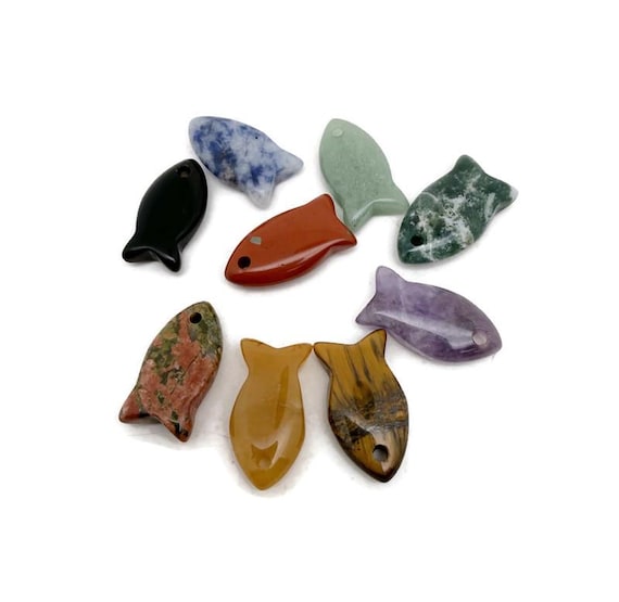 Fish Shape Crystal Pendant – Healing Stone Fish Charm for Jewelry - NCMIX