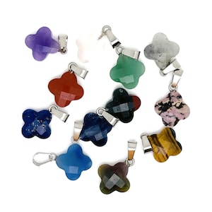 Four-Leaf Clover Crystal Pendants - Gemstone Charm For Necklace & Earring Making - DIY Jewelry Making Supplies - For Women Lucky Pendant