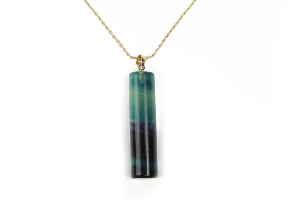 Rainbow Fluorite Pendant - Brass Wire Wrapped Pendant - Crystals Healing - Gift - No Chain - NC1025