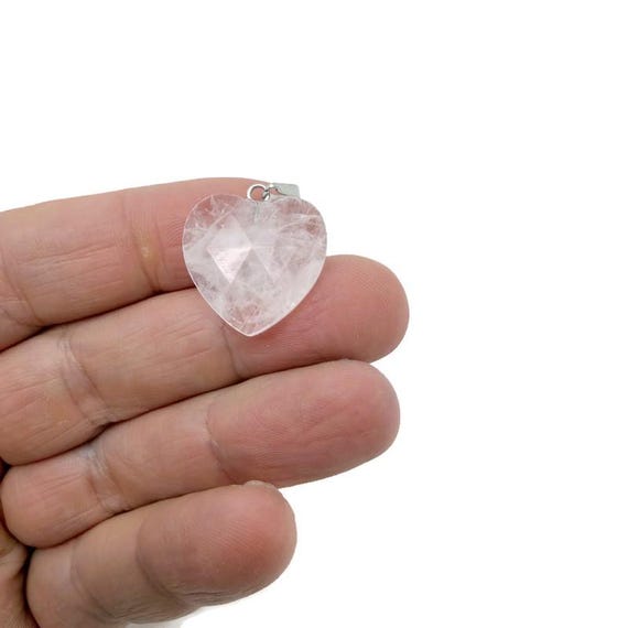 Clear Quartz Faceted Gemstone Heart Pendant – Natural Crystal Charm - NC1983