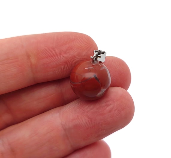 Red Jasper Crystal Ball Pendant - Ball Charm Whith Brass - Crystal Round Ball Pendant - Jewelry Making - Healing Crystal - NC1368