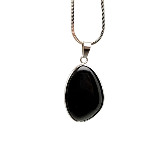 Obsidian Silver Gemstone Pendant - Dainty Crystal Pendant - Birthstone Charm - Jewelry DIY Charms - Gift Charm - NC1877