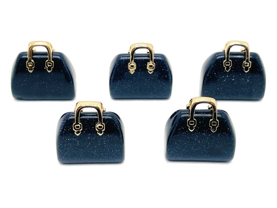 Blue GoldStone Crystal Purse Carving - Crystal Handbag Pendant - Gemstone Purse - PU1016